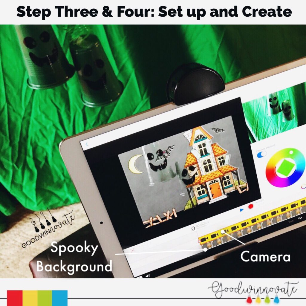iPad filming green screen ghosts on a green screen using Doink Green Screen app