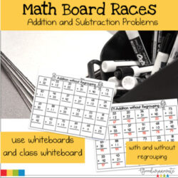 Math Board Races for Addition and Subtraction with and without regrouping