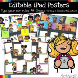 iPad Class Rules Posters Editable | 44 Choices