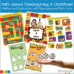 Thanksgiving and Christmas Addition and Subtraction with Regrouping Math Games